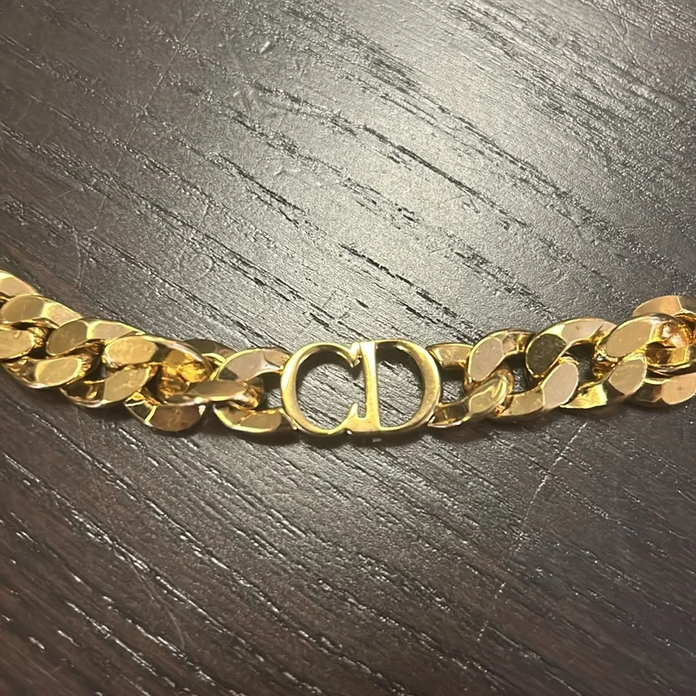 Christian Dior‎ Daneuse Etoille CD Choker Necklace in Gold Finish